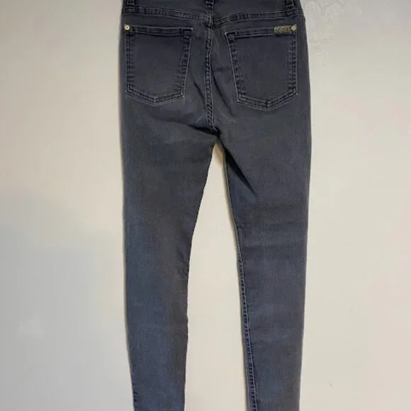 7 For All Mankind The High Waist Washed Black Women's Ankle Skinny Jeans Size 27 - Picture 8 of 12